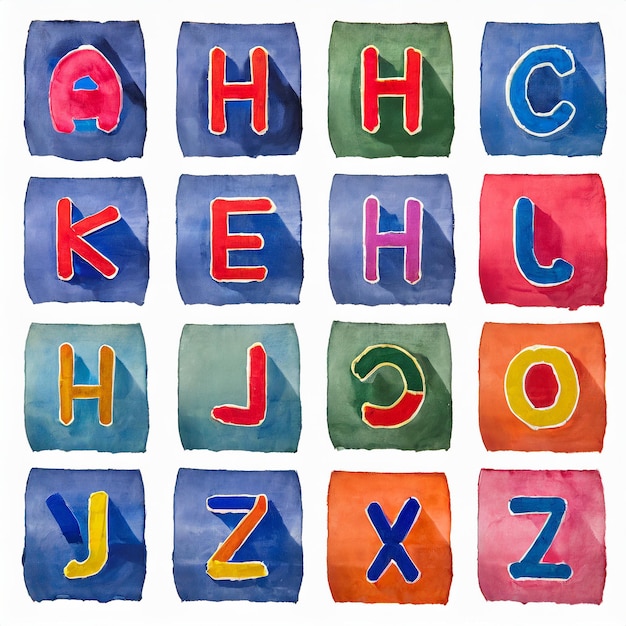 Foto koreaans alfabet hangeul in verschillende kleuren geïsoleerd op witte achtergrond