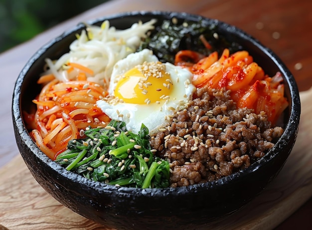 Foto koreaans eten bibimbap voedselfotografie