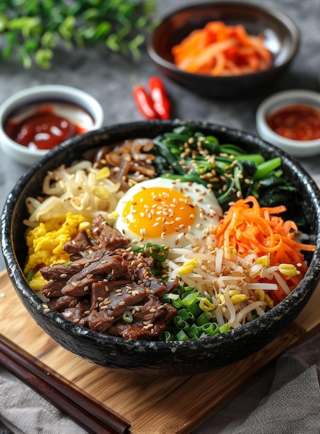 Foto koreaans voedsel bibimbap