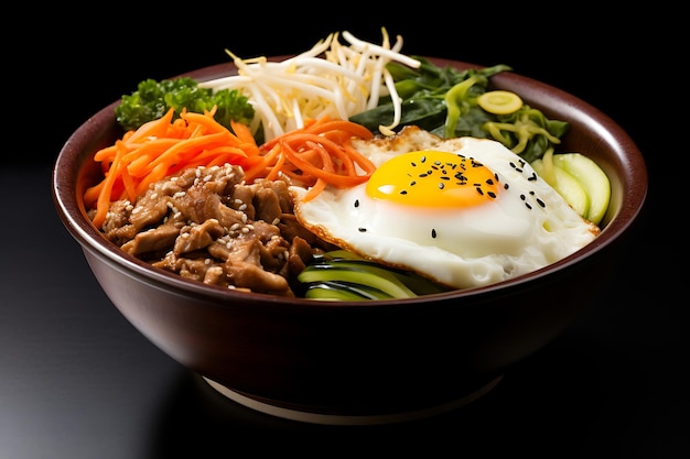 Koreaanse bibimbap in een stenen kom realistische foto