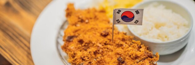 Koreaanse traditionele gefermenteerde voorgerecht pittige kimchi kool banner lang formaat