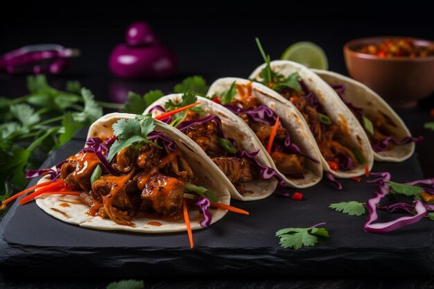 Korean BBQ Chicken Tacos with Spicy Slaw