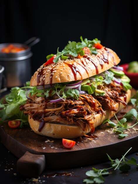 Premium Photo | Korean BBQ grilled chicken burger