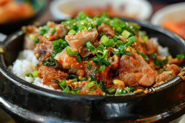 Korean boiled pork with rice