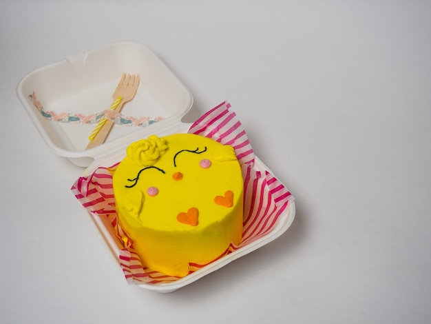 Korean cake lunch box, chicken cake. place for your text