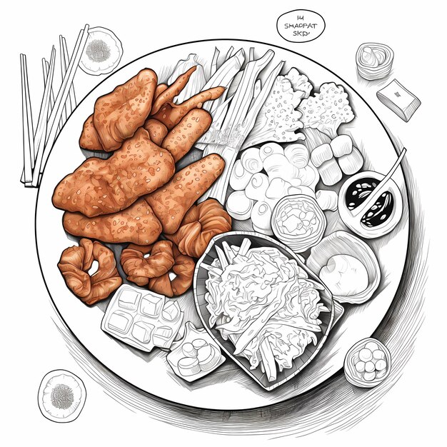 Photo korean delights colorful pages musttry korean foods coloring page book printable