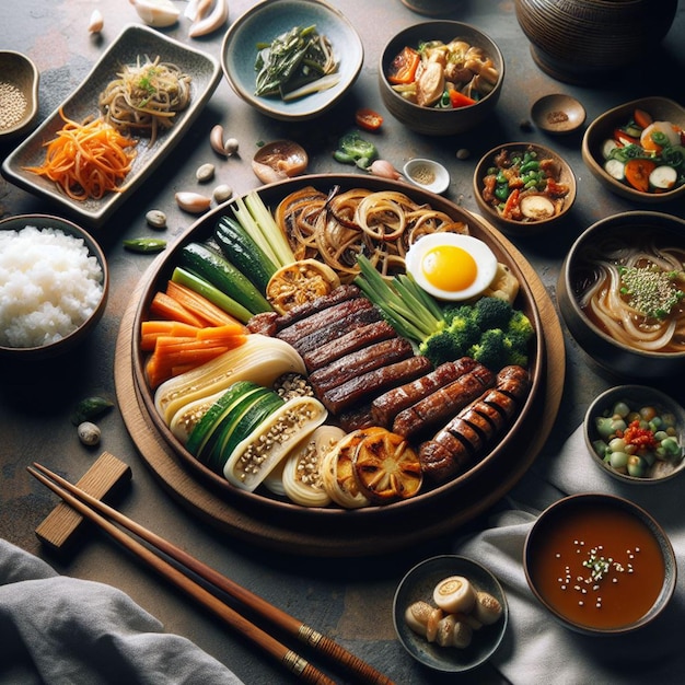 Photo korean dishes background