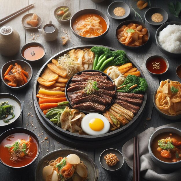 Korean dishes background