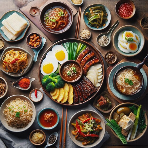 Photo korean dishes background