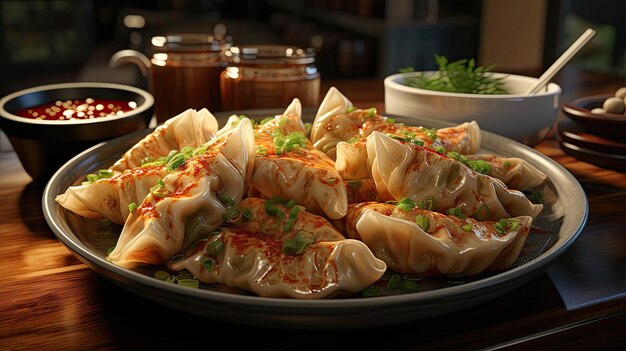 Korean dumplings Traditional Chinese Thai restaurant appetizer fried wontons