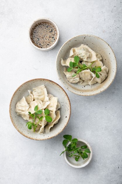 Photo korean dumplings with soy sauce