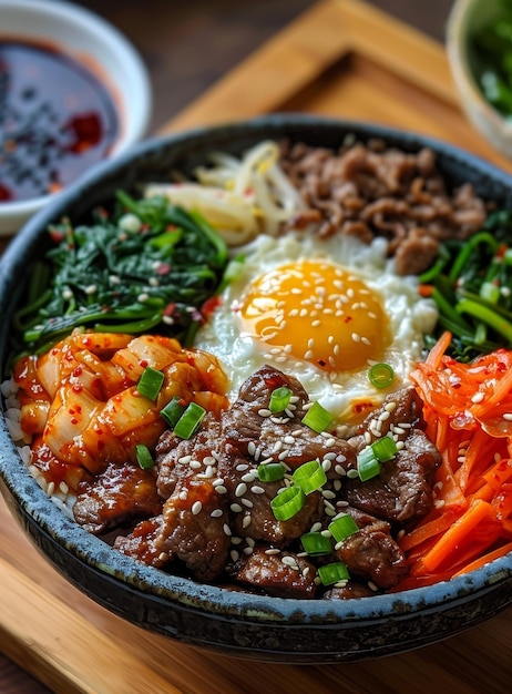 Photo korean food bibimbap food photography