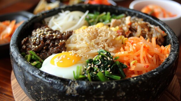 Photo korean food bibimbap food photography