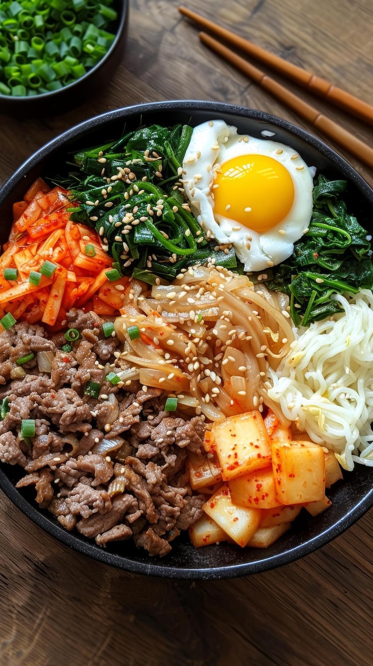 Photo 韓国料理 ビビンパップ牛肉卵野菜