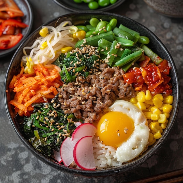 사진 달 과 채소 를 들인 한국 음식 비