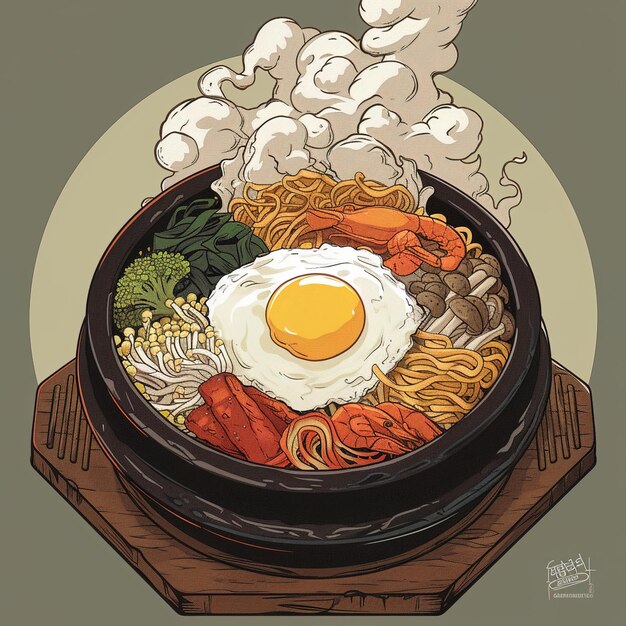 Photo korean food cartoon is poster style v 6 job id 41c5d2418f3c4b0c913c0b8a2c08307d