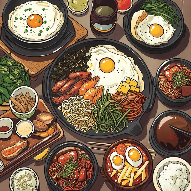 Korean food cartoon is poster style v 6 Job ID af73a4a6ed8b4d73a2c6aeb057968945