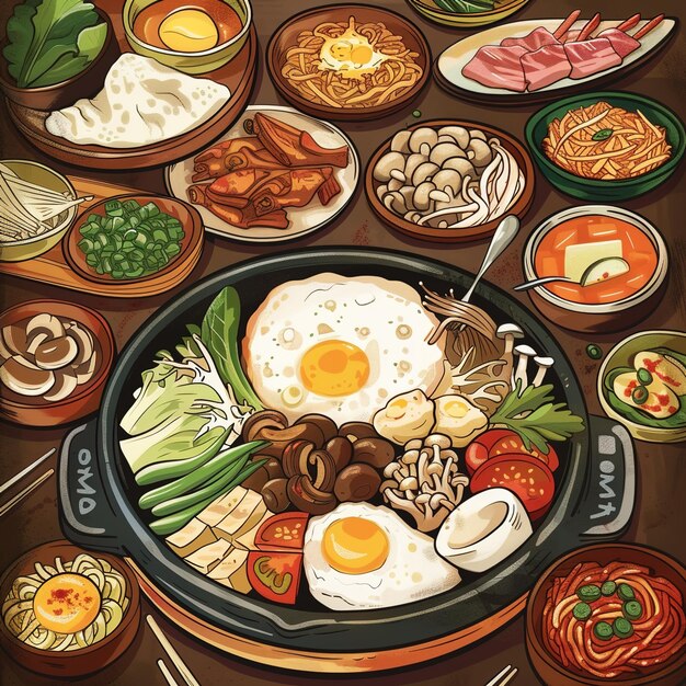 Photo korean food cartoon