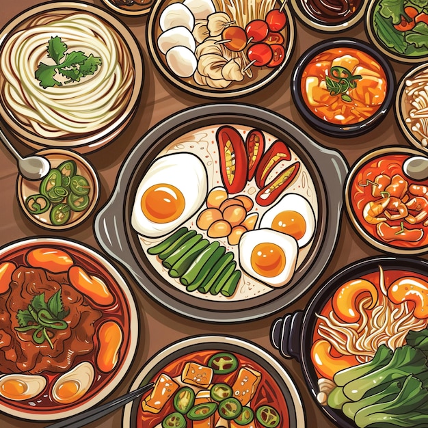 写真 韓国料理のアニメ