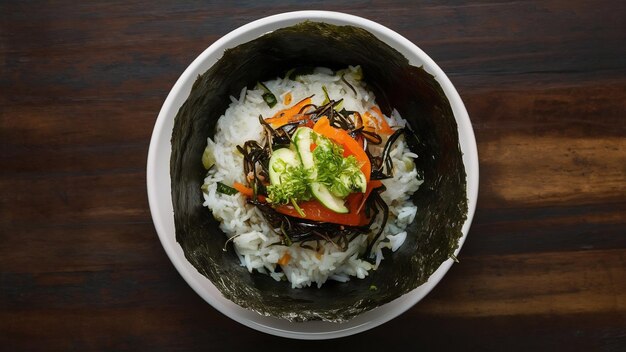 Korean food kim bap steamed rice with vegetables in seaweed