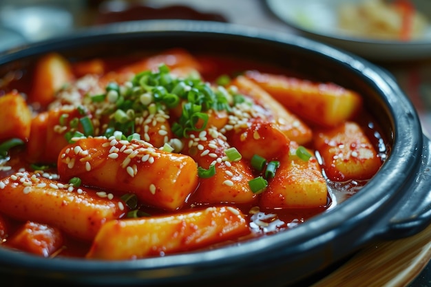 Foto cibo coreano kimchi tteokbokguk