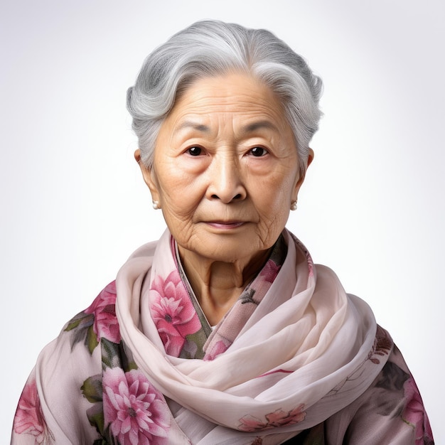 Korean Grandmother in Hanbok Studio Shot