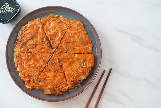 Korean Kimchi pancake or Kimchijeon