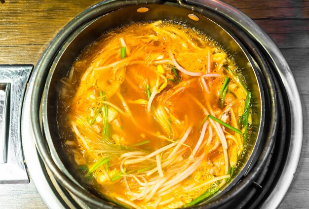 korean noodle in spicy soup