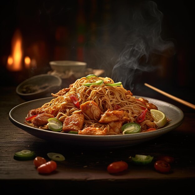 Premium AI Image | korean noodles with beef