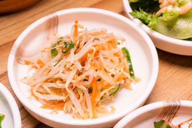 Korean pickle or pickled radish vegetables and seasoning on bowl