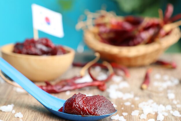 Foto salsa di peperoncino rosso coreano