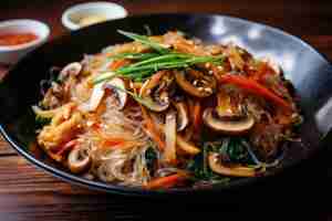 Photo korean rice noodle dish