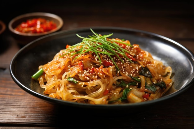 Photo korean rice noodle dish