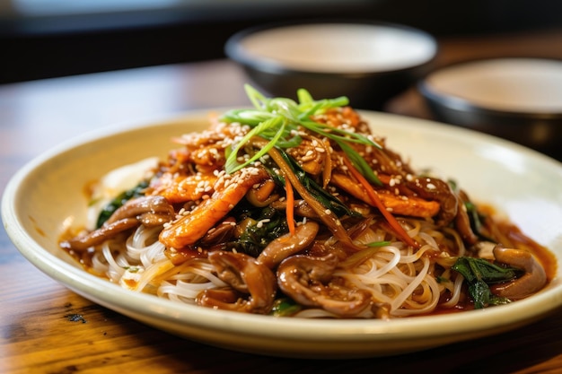 Photo korean rice noodle dish