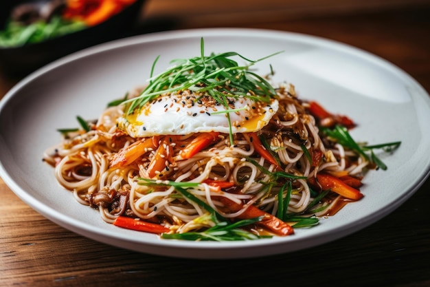 Photo korean rice noodle dish