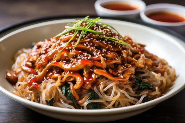 Photo korean rice noodle dish