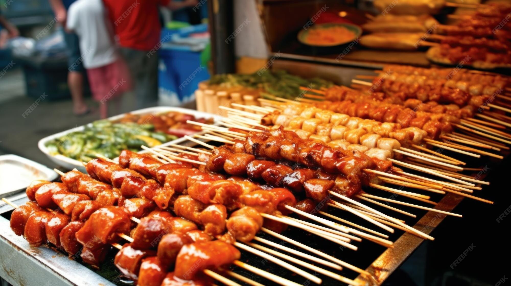 Premium AI Image | Korean Street Snacks a vibrant Food Market Spicy