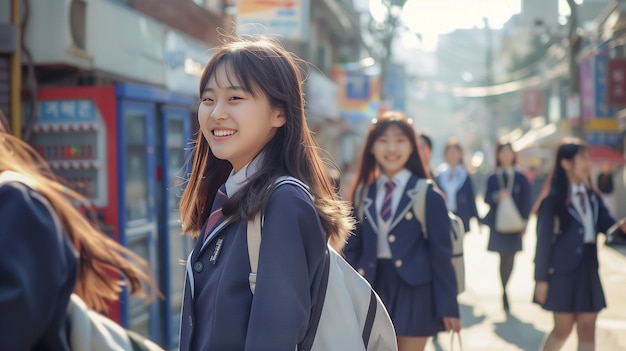 Korean students going to school