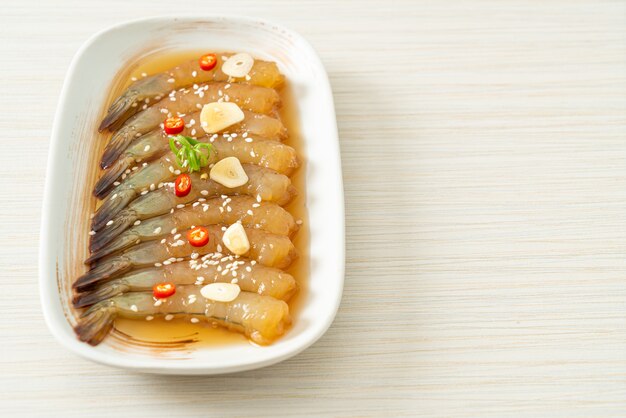 Korean Style Pickled Prawns or  Korean Soy Sauce Pickled Shrimp - Asian food style