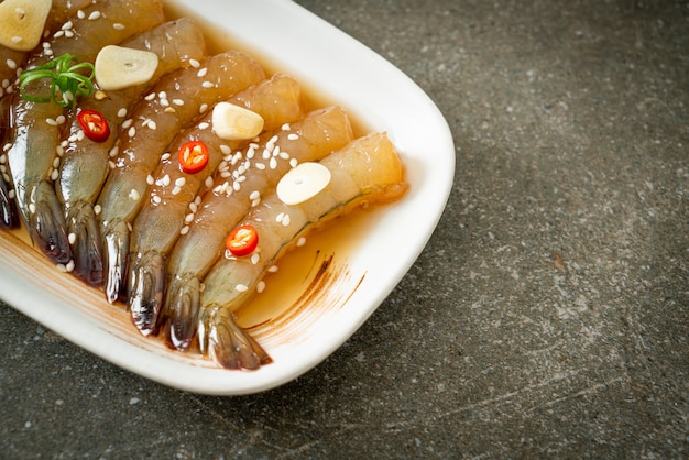 Korean Style Pickled Prawns or  Korean Soy Sauce Pickled Shrimp - Asian food style