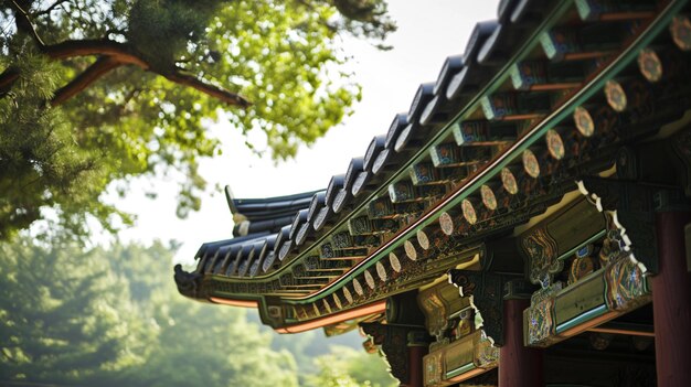 Korean traditional eaves The eaves traditional temples Beautiful Korean traditional AI Generative