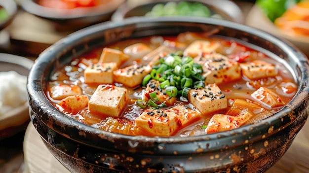 사진 한국 전통 음식 tteokbokki 미소 수프
