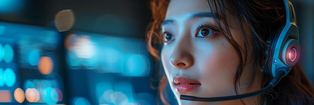 Photo korean woman testing ai chatbots customer service in korea