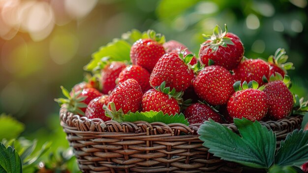 Korf met aardbeien op de grond