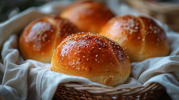 Korf met broodjes op tafel