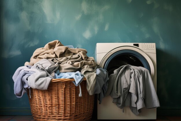 Korf vuile kleren bij de machine Huiswasgenereren Ai