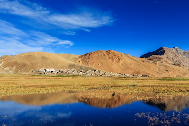 Korzok dorp op Tso Moriri, Ladakh