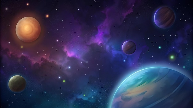 Kosmisch landschap met planeten en sterren