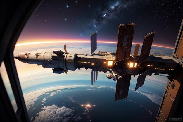 Foto kosmisch ruimtestation space shuttle probe space vehicle technologie behang achtergrond