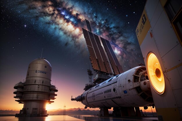 Foto kosmisch ruimtestation space shuttle probe space vehicle technologie behang achtergrond